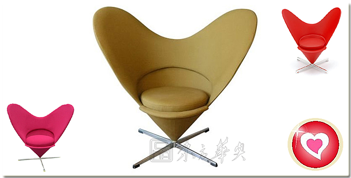 现代经典休闲椅|布面休闲椅|办公家具|潘顿心椅|心型休闲椅